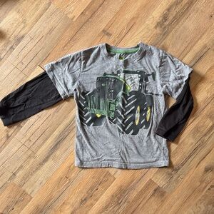 John Deere Gray and Black Tractor Long Sleeve Tee